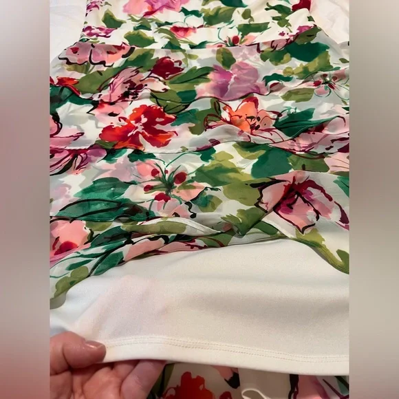 Women’s Plus Size Evan Picone Floral Midi Sleeveless Ruffle Dress Size 16 - Picture 4 of 8